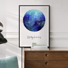 The Magic Sky Watercolor 50x70cm - Tablou personalizat cu harta stelelor asa cum a aratat intr-o noapte speciala Image